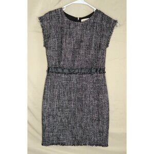 Rhyme Los Angeles Gray Tweed Sheath Mini Dress Silver Weave Women's Size XS